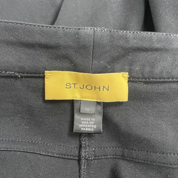 St John Pants Womens 10 Black Straight Leg Classic Pull On Dress Career Stretch - Picture 5 of 11